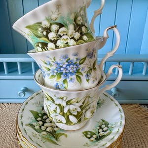 Vintage Royal Albert Flower Of The Month Male Sized Duo&#39;s Cup & Saucer, Fine Bone China, High Tea Party, Made in England, Sold Individually