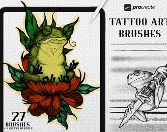 27 Procreate Brushes - Stipple, Liner, Grain - Tattoo Art Brush Kit - Tattoo Brush, Dotting, Linework, Dotwork - Paper Texture