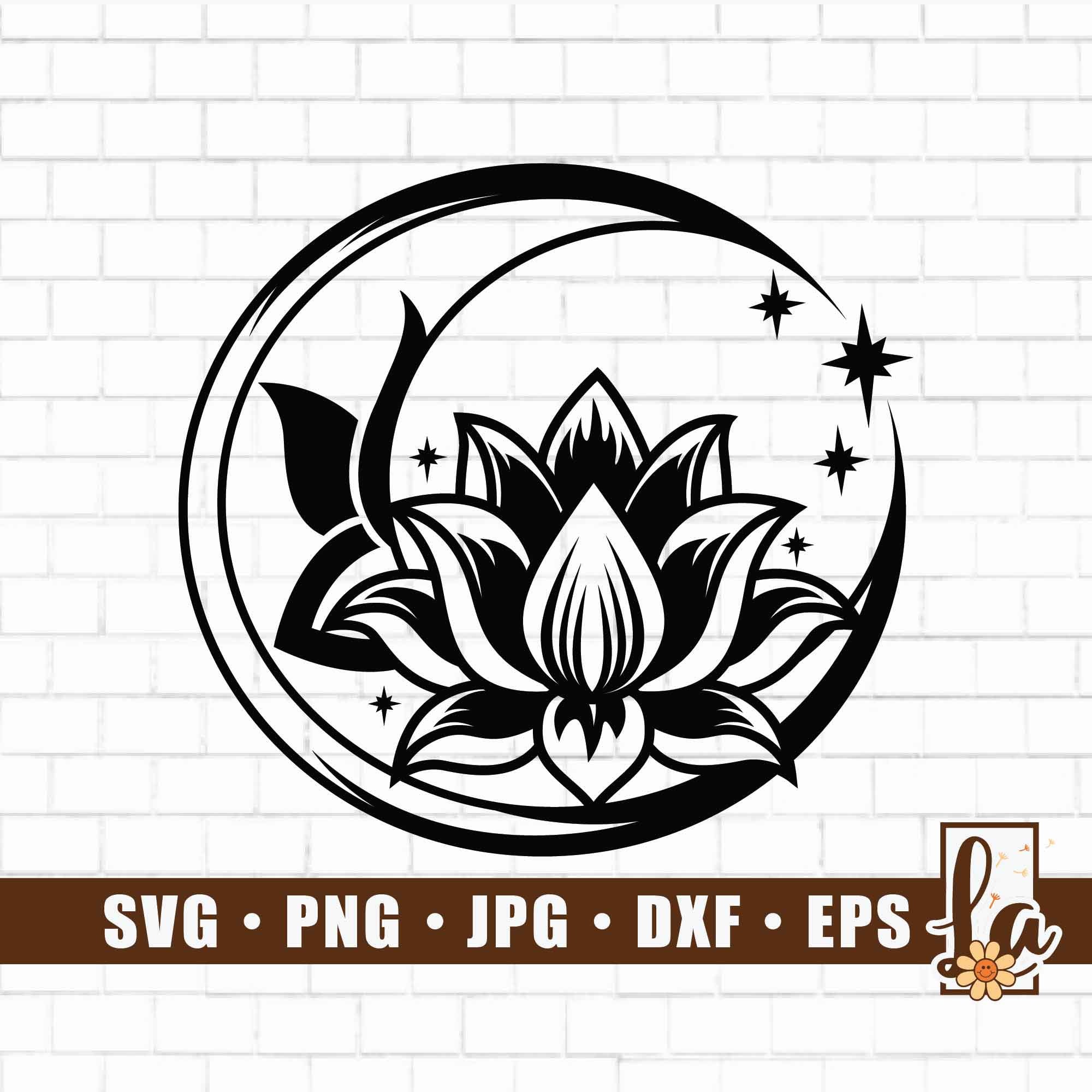 STL file Moon Phases with Lotus Flower SVG / STL / eps/ dxf / Wall