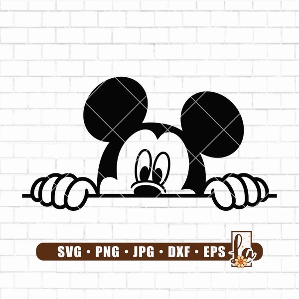 Mickey Peeking Svg | Mouse  face svg | Peking Svg | Mickey Svg Files for Cricut | Instant Download | Png Dxf Jpg Eps