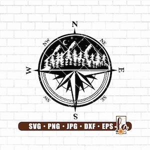 Compass Svg Compass and Mountains Svg Compass and Forest Svg Nature Svg ...