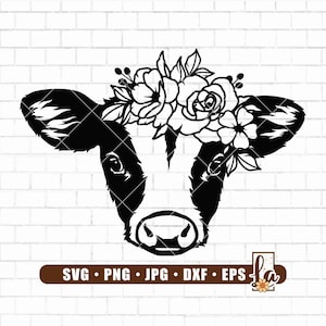 Floral Cow svg | Cute Cow svg | Cow Head Svg | Floral Farm Animal svg | Baby Cow svg | Farm Life svg | Cow Svg Files for Cricut | Png Dxf