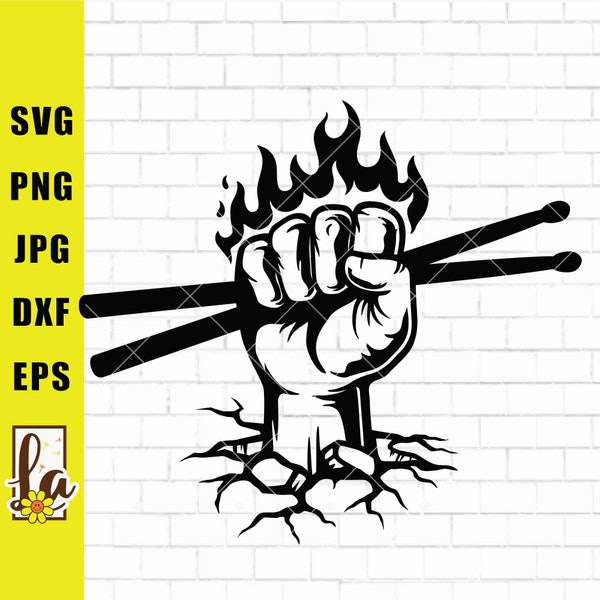 Drummer Svg | DrumSticks Svg | Smashing Wall Drum Stick Svg | Drummer Png | Drums Svg | Holding Drum Sticks Svg | Instant Download | Png Dxf