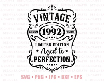 30th Birthday Png Svg | Vintage 1992 Svg | 30th Birthday Shirt | 1992 Aged to perfection | Aged to Perfection Svg | 30th Birthday Gift Idea