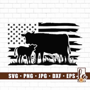 USA Cow Farm Svg | Farm Life Svg | Farmer Svg | Cow Svg | Farm Animal Svg | Cow Png | Family Farm Svg | Cutting File | Png Dxf Jpg Eps