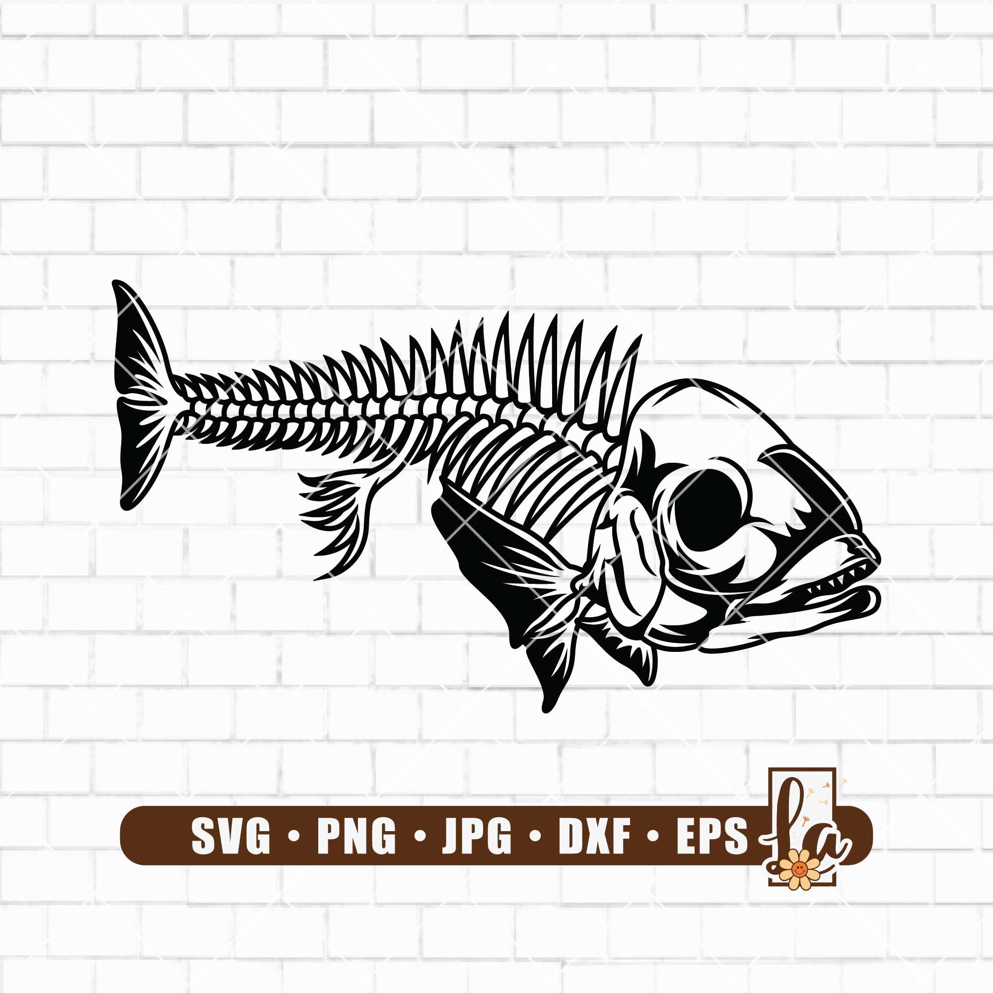 Skeleton Fish Svg | Piranha Svg | Fish Bone Svg | Angler Fish Svg | Sea Monster Svg | Fish Svg Files for Cricut | Digital  Png Dxf Jpg Eps