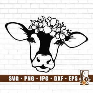 Floral Cow Svg | Cute Cow svg | Floral Animal svg | Floral Farm Animal svg | Cow Png  | Farm Life svg | Cow Svg Files for Cricut | Png Dxf