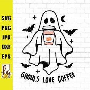 Cute Ghost Drinking Coffee Svg | Ghost Ice Coffee Svg Halloween Ghost Svg | Ghost Png, Ghost Svg | Stay Spooky Png | Svg Png Dxf Eps