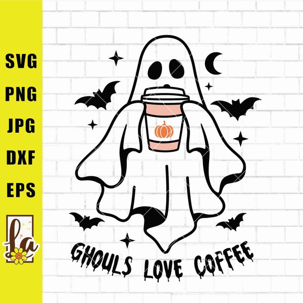 Cute Ghost Drinking Coffee Svg | Ghost Ice Coffee Svg Halloween Ghost Svg | Ghost Png, Ghost Svg | Stay Spooky Png | Svg Png Dxf Eps