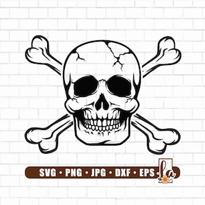 Skull & Cross Bones Svg | Skull Svg | Skull Shirt | Crossed Bones Svg | Skull Clipart | Skull and Crossed Bones Svg | Vector | Png Dxf Eps