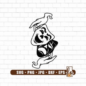 Smile Now Cry Later SVG | Clown Mask SVG | Drama Mask Svg | Laugh Mime Happy Sad Tattoo T-Shirt Decal | Cricut & Silhouette | Dxf Png Eps Ai