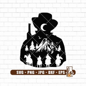 Cowboy Desert Scene SVG: Mountain Silhouette (Digital Download)