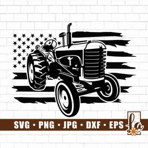 US Tractor Svg | Tractor Printable | Farm Tractor Svg | Kid&#39;s Tractor Svg | Tractor Silhouette | Tractor Svg Files for Cricut | Png Dxf Eps