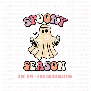 Spooky Season PNG, Sublimation Design, Cute Ghost Png, Halloween Sublimation, Fall Png, Autumn Png, Retro Png, Vintage, Grunge, Skeleton Png