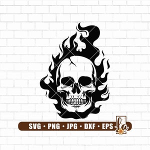 Flaming Skull Svg | Skull Svg | Death Skull svg | Skull Clipart | Skull Png | Human Skull Svg | Flaming Skull Png | Digital File | Png Dxf