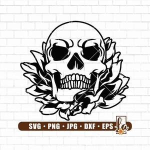 Skull with Flowers SVG | Skull SVG |Skull and Roses Clipart | Skull Vector | Skull Cricut | Skull Cut Files | Skull Shirt | Png Dxf Jpg Eps