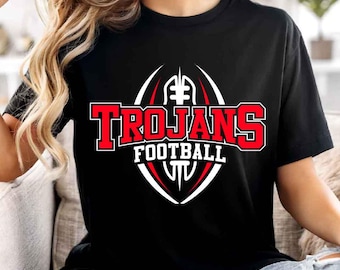 Mascota de los Troyanos SVG PNG, Fútbol Americano de los Troyanos SVG, Camiseta Varsity Trojans, Mascota del Espíritu Escolar SVG, Sublimación de Fútbol Americano, Mamá de Fútbol Americano