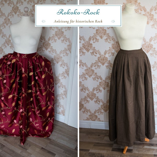 Instructions for sewing a customizable historical rococo maxi skirt yourself, Outlander cosplay costume, LARP reenactment clothing, pregnant clothing