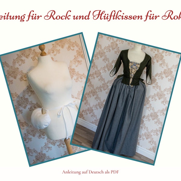 Anleitung Set Rokoko Rock und Hüftkissen nähen, Claire Cosplay Rock selbst machen, 18. Jahrhundert Kostüm historisch, Reenactment DIY