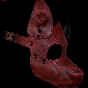 Leather Handmade Dog Pup Hood Mask Puppy Play Cosplay Pup Role Play, Tow Tone  leather