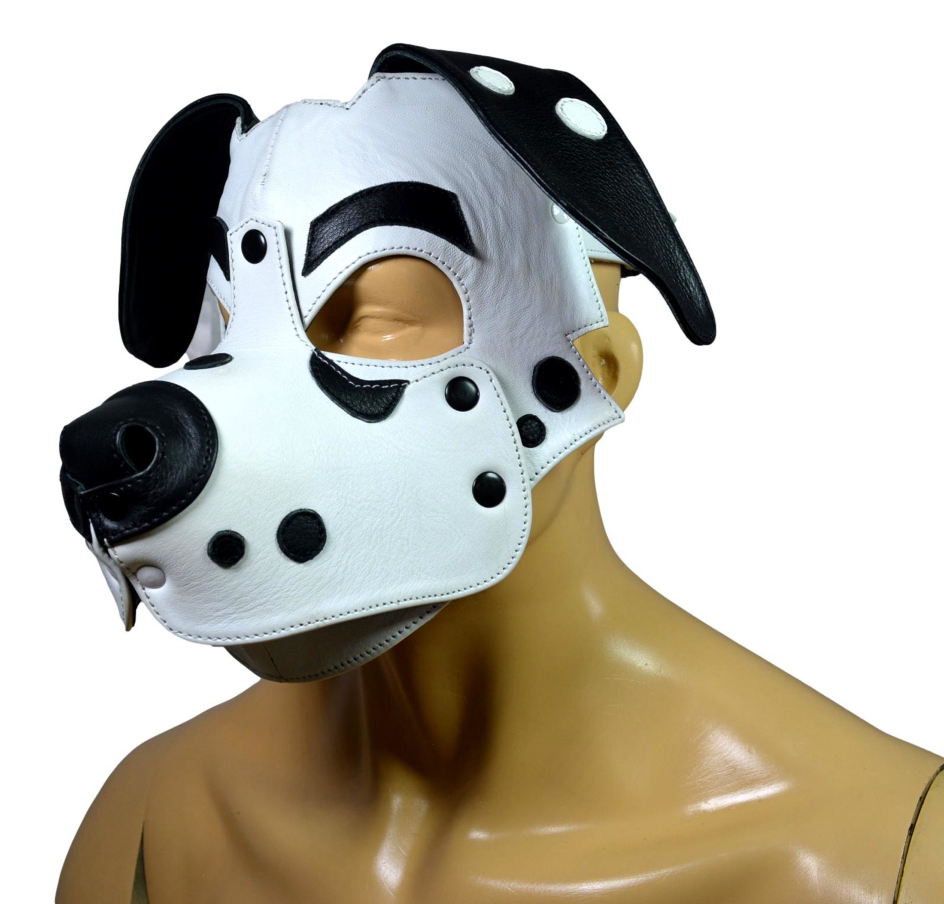 thumbnail interactive-video image 1 of Dalmatian Puppy Dog Halloween Mask – PVC, Spots, Polka Dots – One Size Fits Most 1 of 3