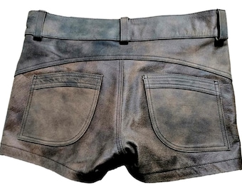 Handmade Full Grain Leather Shorts: Slim Fit Men&#39;s Wear