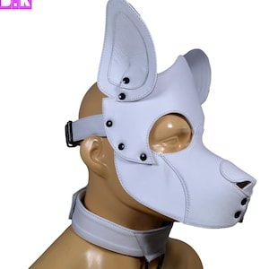 Handmade Leather Puppy Mask: Cosplay Role Play Hood