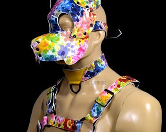 Neoprene Puppy Hood & Matching Harness Set  Puppy Play Gear
