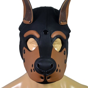 Capucha de cuero para cachorros color tostado Bozal extraíble
