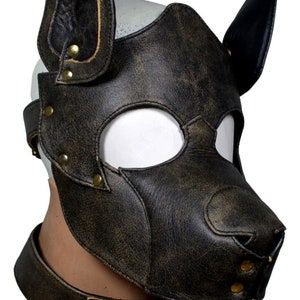 Leather Handmade Dog Pup Hood Mask Puppy Play Cosplay Pup Role Play