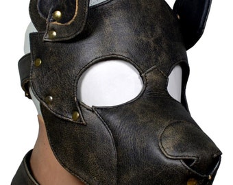Leather Handmade Dog Pup Hood Mask Puppy Play Cosplay Pup Role Play