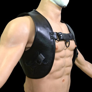 Leather Bar Vest for Men - Open Front Leather Vest For Men - Hand Made Leather Vest, Perforated Leather