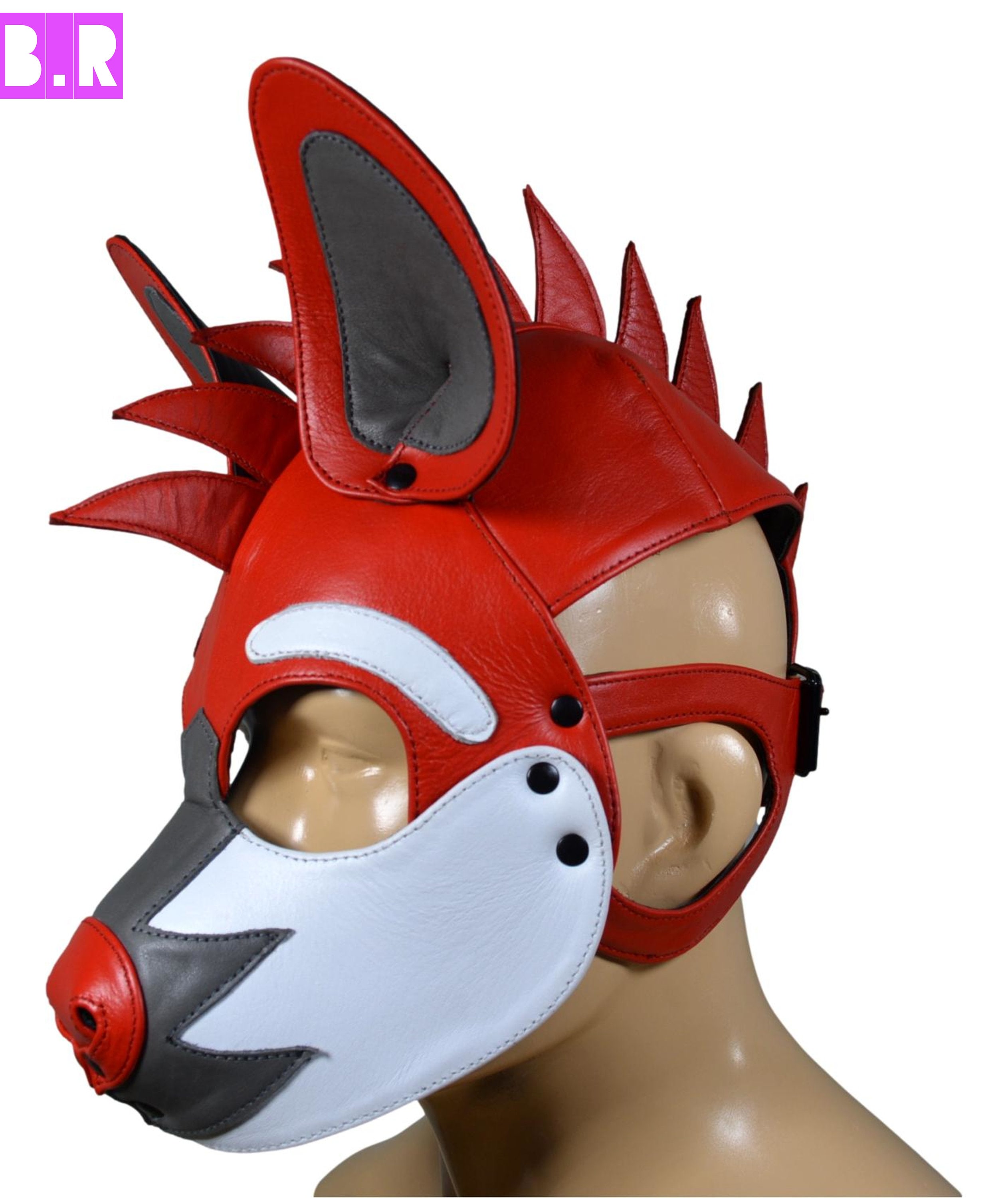 No.637 オーダーマスク　ポップコーン　ハンドメイド　赤　ポメラニアン Handmade Leather Puppy Mask: Fire Flame Cosplay Hood - Etsy