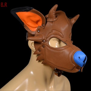 Puppy Hood Leather Handmade Dog Pup Mask With Horns