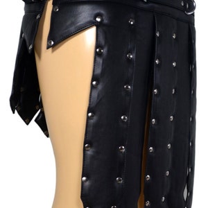 Men Genuine Black Leather Roman Gladiator Kilt Heavy duty Costume