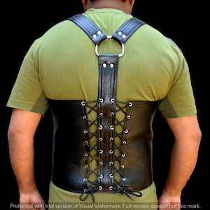 Gilet Bar en cuir pour homme - Gilet en cuir avec fermeture éclair sur le devant pour homme - Gilet en cuir fait main, gilet de barman