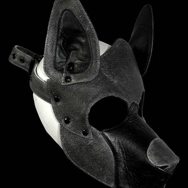 Lederen handgemaakte hond Pup Hood Mask Puppy Play Cosplay Pup rollenspel