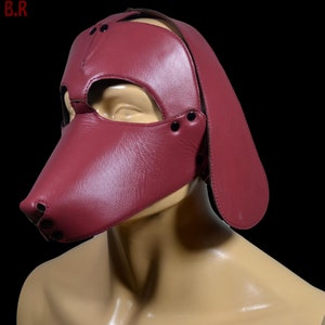 Black Leather Poodle Pup Play Hood