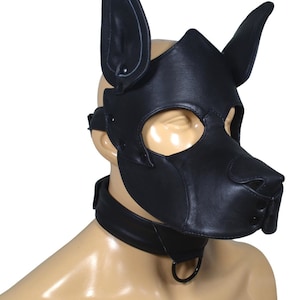 Couro genuíno artesanal cão filhote de cachorro máscara filhote de cachorro jogar cosplay filhote de cachorro role play