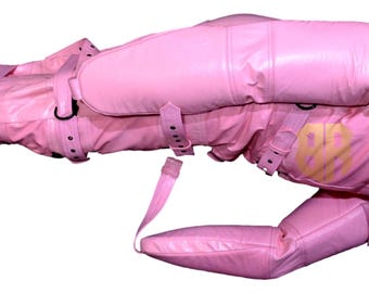 Pink Genuine Leather Sleep Sack Bondage Body Bag with matching  Belts