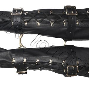 Liens Poignets Bondage Simili Cuir Noir – Bras Binder Fetish – Neuf