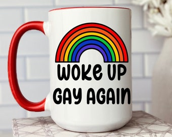 Large Coffee Mug Gift For Gay Men or Friend, Rainbow Mug, Funny Gay Coffee Mug, LGBTQ Pride Month For Non Binary, Bi Pride, Say Gay Cup