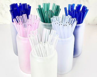 Cute Glass Straws For Libbey Glass Cup, Reusable Color Glass Straws, Colored Glass Straw For Iced Coffee Glass Can, Straws For 16oz Beer Can