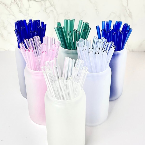 Cute Glass Straws For Libbey Glass Cup, Reusable Color Glass Straws, Colored Glass Straw For Iced Coffee Glass Can, Straws For 16oz Beer Can