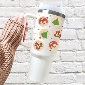 GingerBread Cookies Man 40oz Tumbler With Handle, Christmas 40 Ounce Travel Stainless Steel Cup With Straw, Holiday Snowman 40 oz Coffee Mug