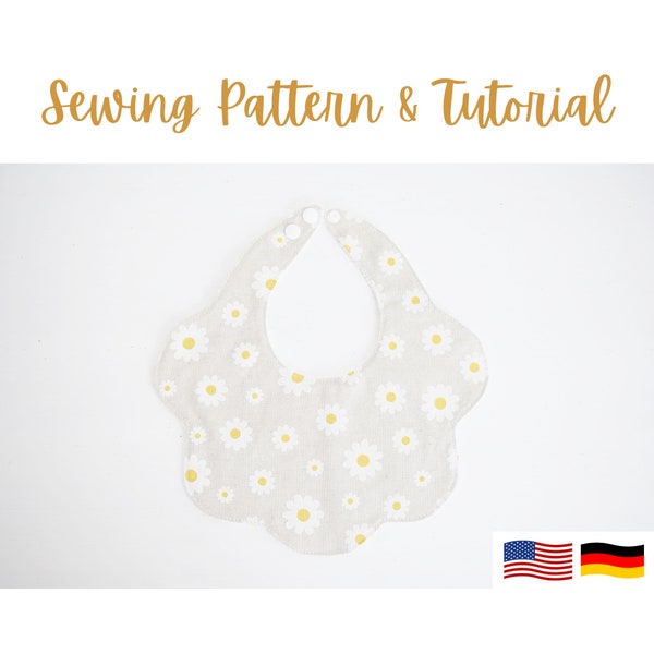 Scallop Bib Sewing Pattern for Babies | pdf sewing pattern and tutorial | A4 & US letter | Beginner Friendly Gift Idea