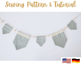 Boho Pennant Banner Sewing Pattern for Babies | pdf sewing pattern and tutorial | A4 & US letter | Beginner Friendly