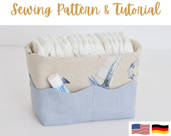 Diaper Basket Sewing Pattern for Babies | pdf sewing pattern and tutorial | A4 & US letter | Beginner Friendly Gift Idea