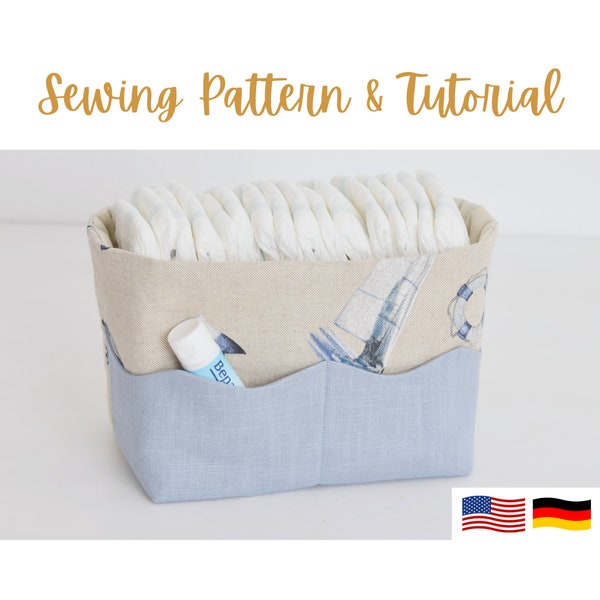 Diaper Basket Sewing Pattern for Babies | pdf sewing pattern and tutorial | A4 & US letter | Beginner Friendly Gift Idea