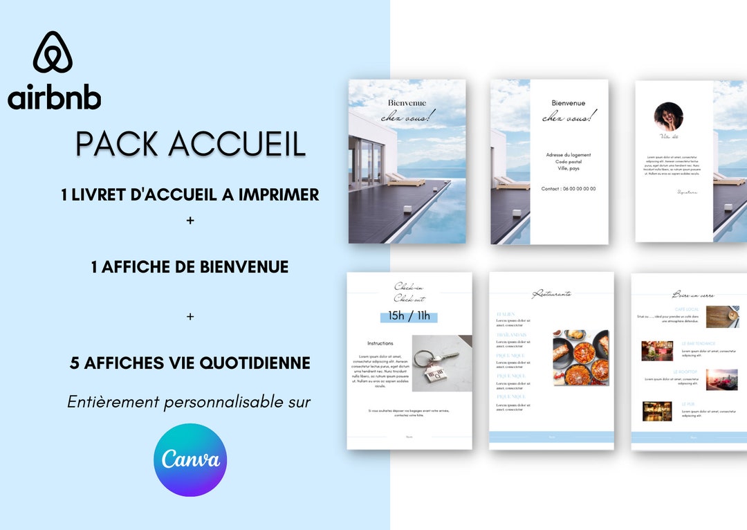 Page De Garde Airbnb Modèle Livret d'accueil airbnb français, Livre de Bienvenue français